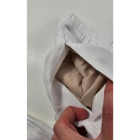 J. Jill white wide leg nude lined pockets sz M pull on pants cropped gaucho EUC - Picture 4 of 10